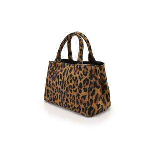 Prada Bag Strap Tote Canvas Canapa Leopard